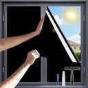 One Way Privacy Window Film，Flueen Shatterproof PET Window Tint for Heat Control & 100% UV Protection Blackout Window Treatment for Home, Office Doors with Eco-Adhesive Total Black 41.5"×78.7", 41.5Inchx78.7Inch