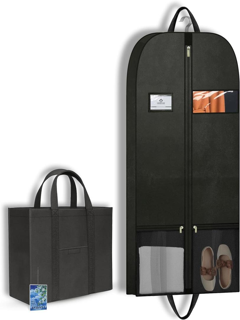 Zippered Clothing Storage Bags for Hanging Clothes, Large Heavy Duty Garment Bags with Breathable Fabric, Travel & Closet Organizer Bags for Dresses, Suits & Seasonal Storage