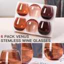 Venus Stemless Wine Glasses Set of 5 oz -Modern Hand-Blown Wine Glasses, European Design Crystal Glass For Red & White Wine, Unique Gifts for Wedding, Birthday (Venus)