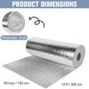 Reflective Insulation Roll 59in x 10Ft (3mm) Foam Core Radiant Barrier Double Reflective Aluminum Foil Wrap Insulation Sheet Thermal Shield for Winter RV Window Thermal Cold Insulating Summer Heat