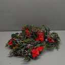 Juegoal Christmas Garland, 9 FT Pre-lit Artificial Xmas Flocked Garlands, Lighted Poinsettia Spruce Garland, Timer & Battery Operated with Lights, for Garden Home Winter New Year Decorations