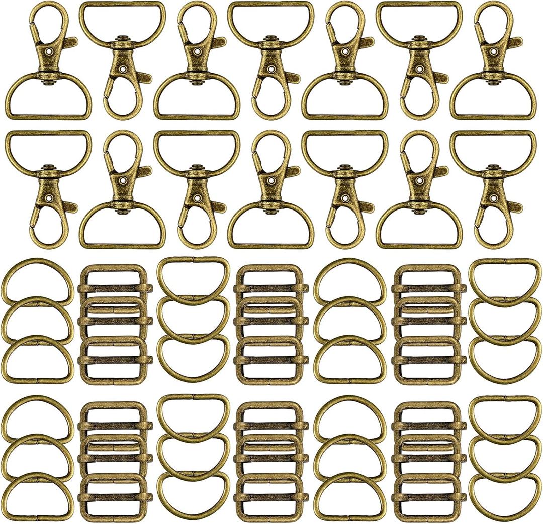Hotop 56 Pieces D rings for purse bag hardware purse hardware for bag making buckles craft (Bronze,30 mm)