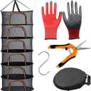 Herb Drying Rack, 6-Layer Black Hanging Drying Rack with U-Orange Zipper, Plant Drying Rack net for for Drying Herbs, Food, Meat, Flowers of Hanging Drying net