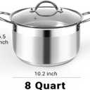 Kirecoo Stainless Steel Stock Pot - 8 Quart Heavy Duty Induction Cooking Pot with Visible Lid for Pasta, Soup, Spaghetti, Nonstick Thick Bottom Big Stockpot, Deep Cookware for Canning, Boiling, Simmer