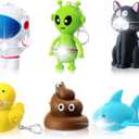 6 Pcs Nurse Animal Flashlight Keychain Pediatric Nurse Flashlight LED Cat Alien Lion Frog Animal Pen Badge Reel Light(Lovely)