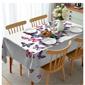 Ambesonne Butterflies Tablecloth, Various Different Butterflies with Wings Feminine Companionship Fun, Dining Room Kitchen Rectangular Table Cover, 60" X 84", Purple Pink