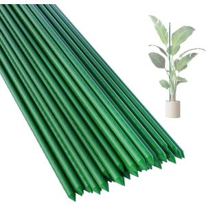 PROWORX 57 Inch 4.8 Ft Plant Support Garden Stakes 25 PCS, Sturdy Steel Plastic Coated Sticks for Outdoor Growing Climbing, Tomato, Trees, Cucumber, Beans