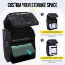 PLUSINNO Fishing Backpack with Rod Holders Tackle Box, 42L Large Water-resistant Fishing Tackle Bag Store Fishing Gear (Black Camouflage.)