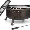 36 Inch Fire Pits for Outside Outdoor Wood Burning Firepit with BBQ Grate Large Heavy Duty Steel Firepit Bowl Bonfire Pit for Patio Backyard Garden Camping