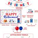 Mailman Retirement Party Decorations Red Blue Mail Happy Retirement Banner Backdrop Mail Truck Mailbox Cake and Cupcake Toppers with Balloons Kit for Postal Worker Retired Party Supplies