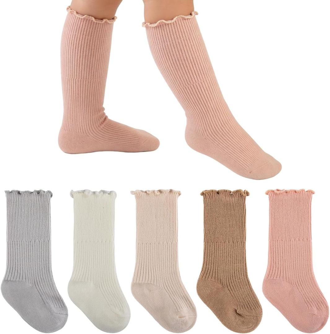 Baby Knee High Socks Girls Newborn Toddlers Cotton Long Tube Ruffle Socks Infant Stockings Dress Sock 0-3T