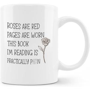 Book Lovers Coffee Mug Ceramic 11oz - Book Lovers Gifts for Women Librarian Couple, Book Lovers Rose Ceramic Mug Tea Mug Gifts for Librarian
