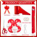 Grand Opening Ribbon Cutting Ceremony Kit Grand Opening Banner Decorations with 10'' Scissors 40 Pcs Balloons Satin Ribbon Bows and More Supplies for Business Events(Red)