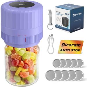 Electric-Mason-Jar-Vacuum-Sealer, Automatic Wide Mouth and Regular Mouth Mason Jar Sealer Kit, VP06+ Vaccum Sealer for Jars with Opener & 5 Pairs of Lids (Violet)