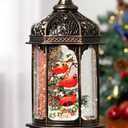 Cardinal Snow Globe Christmas Decorations Gifts Auto Snowfall Glitter Music Collection Cardinal Decor with 6H Timer USB/Battery Powered 12.5 inch