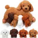 Honoson Nurturing Dog Mommy Plush Set with 4 Baby Puppies Soft Cute Dog Themed Stuffed Plush Toys for Kids Girls Boys Easter Birthday Gifts(Curly)