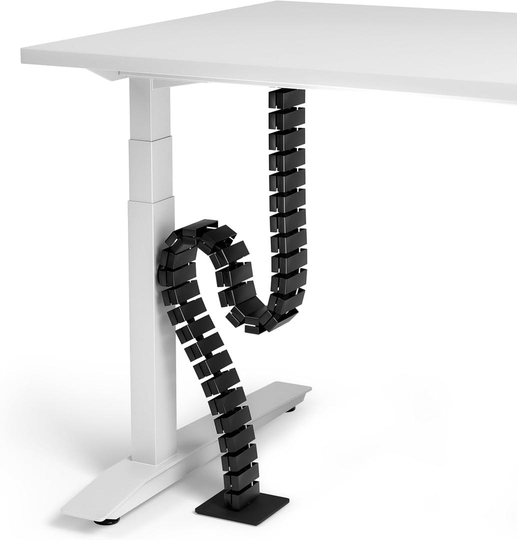 VALU Cable Management Spine  49 Inch Cable Organizer for Standing & Fixed Desks  Sturdy & Flexible with Magnetic Link  Cord Management System Under Desk with Steel Base & Non-Slip Pads (Black)