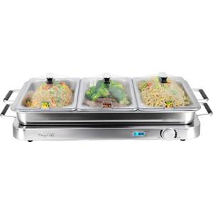 MegaChef 3-in-1 Electric Chaffing Buffet Server and Warming Tray with Triple 2.63 Quart Trays and 8.6 Quart Baking Pan