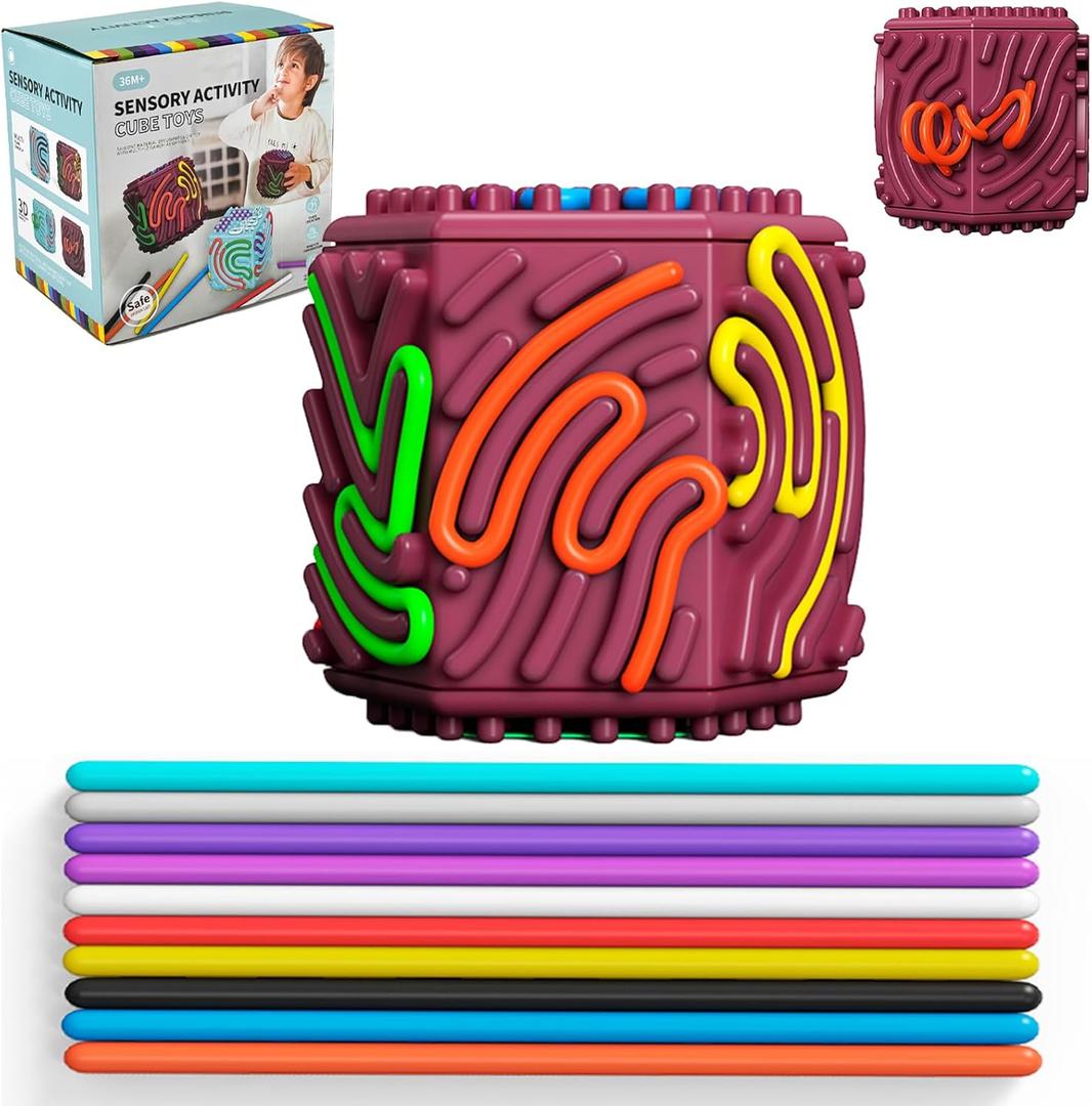 3D Silicone Sensory Activity Board, Fidget Cube Toys for Autism Anxiety Relief, Push and Peel Calm Down Toy for Travel, Stress & ADHD, Sensory Toys for Kids with Autism & Adults (Octahedral)