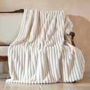 Faux Fur Throw Blanket for Couch, Soft Fluffy Fuzzy Plush Bubble Blanket for Sofa Bedroom Living Room, Cozy Warm Reversible Luxury Winter Blanket, Great Gift Idea in Ivory White,50x60 Inch