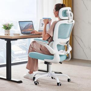 TRALT Office Chair Ergonomic Desk Chair, 330 LBS Home Mesh Office Desk Chairs with Wheels, Comfortable Gaming Chairs (Blue), Pack of 1