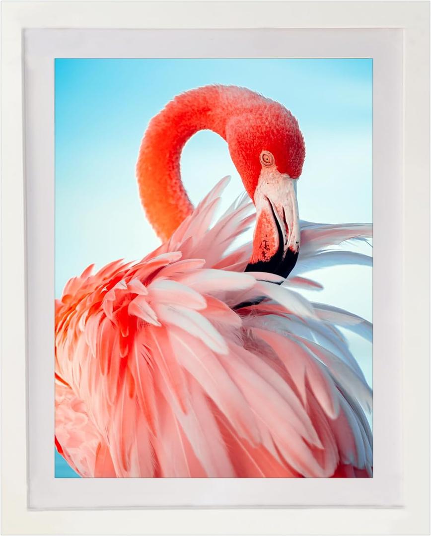 White 12x16 Wood Picture Frame Diamond Painting Frames 30x40cm Display 10x14 in/ 25x35cm with Mat or 12x16in / 30x40 cm Without Mat 12 x 16 Frame for Diamond Art Poster Photo Wall Mounting