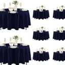 Fitable 8 Pack Round Tablecloths: Stain Resistant Wrinkle Free Circle Table Clothes, Washable Reusable Polyester Table Covers for Wedding Party Birthday Banquet Reception(Navy, 84 Inch)