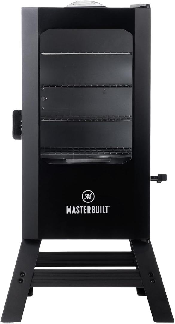 Masterbuilt 30-inch Digital Electric Vertical BBQ Smoker with Leg Kit, Side Wood Chip Loader and 710 Cooking Square Inches in Black, Model MB20070421 Masterbuilt 30-inch Digital Electric Vertical BBQ Smoker with Leg Kit, Side Wood Chip Loader and 710 Cooking Square Inches in Black, Model MB20070421