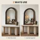TRAHOME Arched Bathroom Mirror, 38"x26" Brown Wood Frame Wall Mirror, Farmhouse Vintage Vanity Mirror with Layered Frame for Entryway, Living Room, Bedroom