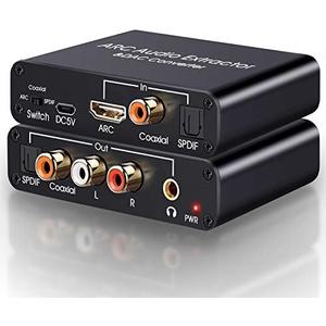 HDMI ARC Audio Extractor, Tendak 192KHz ARC Audio Extractor DAC Converter, Digital to Analog Audio Converter, Optical/SPDIF Coaxial HDMI ARC to Optical/SPDIF Coaxial Stereo L/R 3.5mm Jack for TV