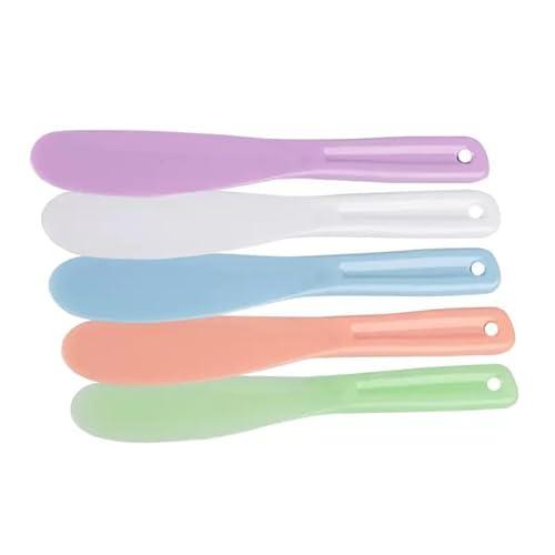 4 Pcs Large Plastic Cosmetic Spatula Reusable Candy Color Cosmetic Mask Mixing Spoon Scoops Spatulas Stick Applicator Beauty Spa Makeup Tools for Facial Skin Care DIY Mask Mixing Sampling Tools
