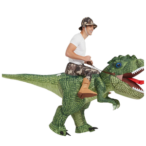 One Casa Inflatable Costume Dinosaur Riding T Rex Air Blow up Funny Party Halloween Costume for Adult One Size