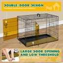Dog Crate - Medium 36 Inch Double Door Portable Dog Cage, Metal Wire Pet Kennel with Secure Lock, Leak-Proof Pan Tray, Foldable Design for Dogs Pets Indoor Training and Outdoor Trave