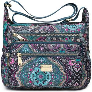 Women Shoulder Handbag Roomy Multiple Pockets Bag Ladies Crossbody Purse Tote Top Handle Satchel (Ss-black&blue)
