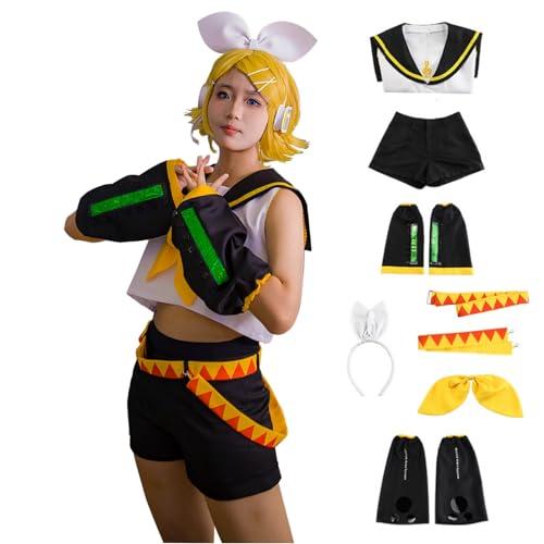 jrswai Cosplay Costume Anime Sailor Uniform Halloween Outfit Full Set(M,Rin)