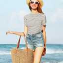 Beach Bags for Women - Straw Bag with Zipper, Soft Woven beach bag, Casual Straw Shoulder Bag for Daily Use