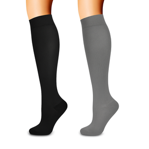 Laite Hebe 2 Pack Medical Compression Sock-Compression Sock for Women and Men-Best for Running,Nursing,Sports (Small-Medium, 02-Black/Grey)