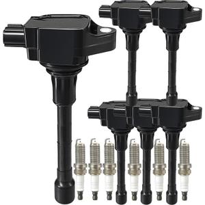 UF550 Ignition Coils Pack 1406 Double Iridium Spark Plug for Nissan Altima Maxima Murano Pathfinder Quest 350Z/Infiniti EX35 FX35 G25 G35 JX35 M35 M35h Q50 Q70 QX60 3.5L V6 OE:C1670 22448-JA10C 5C1727