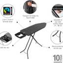 Brabantia XL Comfort Ironing Board with Solid Steam Iron Rest | Large (Size C) | Fairtrade Denim Black Cover | Adjustable Height (27-38"), Easy Fold, Anti-Collapse Lock, Non-Slip Feet