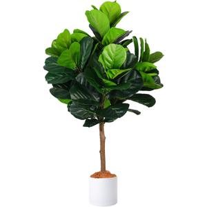 Artificial Plants Indoor-Fiddle Leaf Fig Tree Artificial Tree - 3ft Tall Faux Ficus Plant, Potted Fake Plant for Indoor and Outdoor Home Garden Decor (Fiddle Leaf Green)