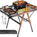 Foldable Grill Table with Mesh Desktop, 200lbs 3Ft Portable Folding Table, Height Adjustable Metal Table for Ourdoor, Camping, Picnic, BBQ and Beach, RV, 35.4" L x 23.6" W