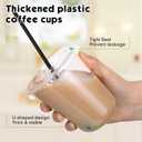 Ziliny 50 Set Clear Plastic Cups with Lids and Straws, Disposable Iced Coffee PET Cups for Drinking Cold Beverage Juice Parfait Smoothie Milkshake Coffee Shops Party Supplies (14 oz)