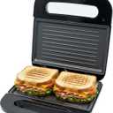 OVENTE Electric Panini Press Grill with Nonstick Plates, LED Indicator Lights, Thermostat Control, Cool Touch Handle, Compact Sandwich Maker Perfect for Cooking Breakfast, Snacks & More, Black GP0401B