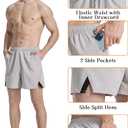 Men's Running Athletic Shorts 5 inch Quick Dry Workout Short Tennis Gym Shorts with Zipper Pockets (Medium, Light Gray)