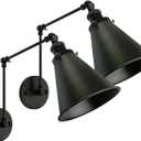 Industrial Black Wall Sconce,Angle Adjustable Decorative Modern Farmhouse Wall Mount Light for Living Room Wall Lamp Set of 2