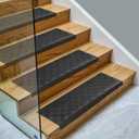 Ottomanson Outdoor Bullnose Stair Treads Ribbed Heavy-Duty Non Slip Stair Mats Strong Grip for Concrete, Brick & Textured Steps Requires Fastening on Wooden & RV Steps, Pack of 5