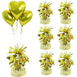 Aluminum Foil Balloon Weights for Parties (6 pcs) - 0.31lb (140g) Each - Premium Balloon Anchors for Birthday, Wedding, Dinner, Indoor & Outdoor Decorations(Light Gold 6pcs)