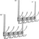 Over The Door Hooks, Coat Rack for Hanging Clothes Hat Towel (Heavy Duty Silver 2pcs)