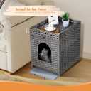 Snughome Cat Litter Box Enclosure Furniture Hidden with Cat Litter Mat, Hidden Cat Washroom Furniture with Door, Handwoven Rattan Cat Washroom Box, Indoor Pet House for Living Room, Bedroom(Grey), Size: 20.87"L x 16.93"W x 22.44"H