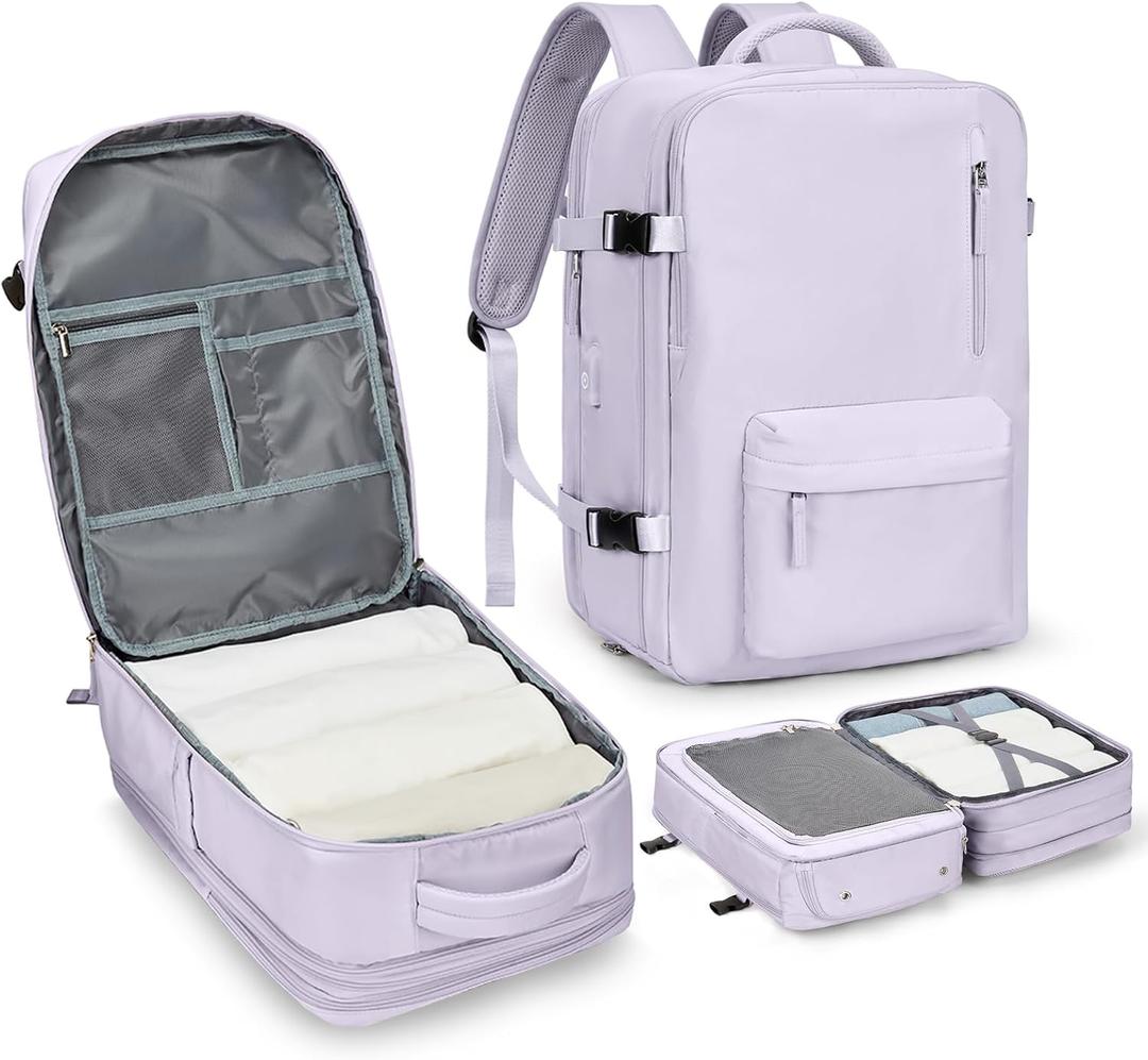 WONHOX Large Travel Backpack Carry on Flight Approved Laptop Work Business Backpack for Women Men Mochila de Viaje (B6-purple)